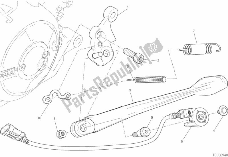 All parts for the Side Stand of the Ducati Diavel Xdiavel S Thailand 1260 2019